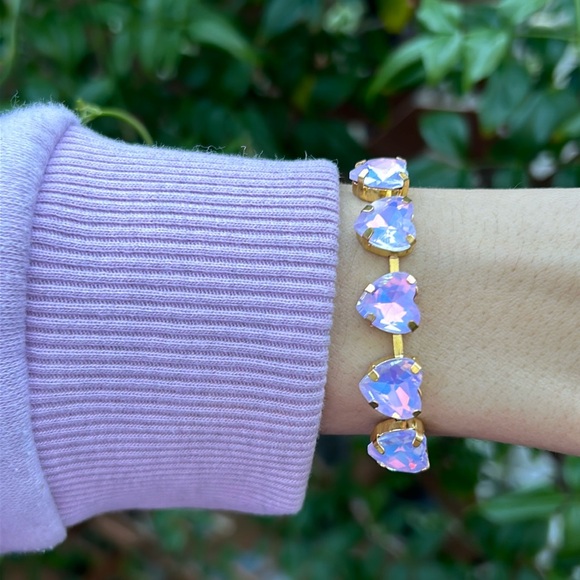 Purple Opal Aurora Borealis Crystal Heart Bracelet - Picture 5 of 16